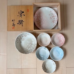 新品未使用　宴揃 竹斎　7枚セット　花絵柄　和皿