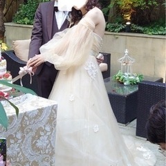 オーダー ウエディングドレス ドレス パーティードレス 花嫁 前撮り ヴィンテージ 刺繍 アンティーク 結婚式 ナチュラル ドライフラワー 花の画像