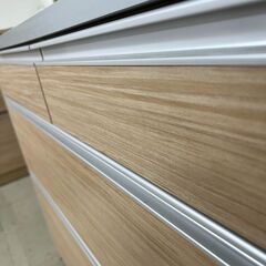 未使用訳あり　ハイグロス天板　キッチンストッカー　レンジボード　ナチュラル　引出　キッチン収納　幅110　コンセント付き　キャスター