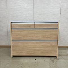 未使用訳あり　ハイグロス天板　キッチンストッカー　レンジボード　ナチュラル　引出　キッチン収納　幅110　コンセント付き　キャスター