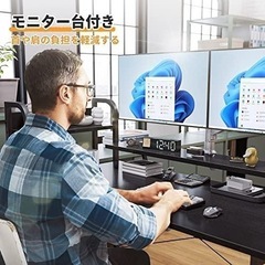 【新品、組み立て前】ODK ゲーミングデスク pcデスク ラック付き モニター台/3段棚付きの画像