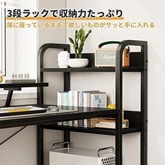 【新品、組み立て前】ODK ゲーミングデスク pcデスク ラック付き モニター台/3段棚付きの画像