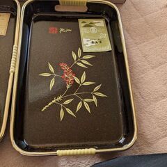漆塗り和盆3枚セット😘😘😘新品未使用品😚の画像
