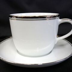 ☆Noritake カップ＆ソーサー 2客セット 金縁 銀縁 ティーカップ コーヒーカップ ノリタケ 洋食器 ペア 札幌 北20条店の画像