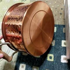 純銅製　両手鍋　21センチ　ネオレックス　蓋の画像