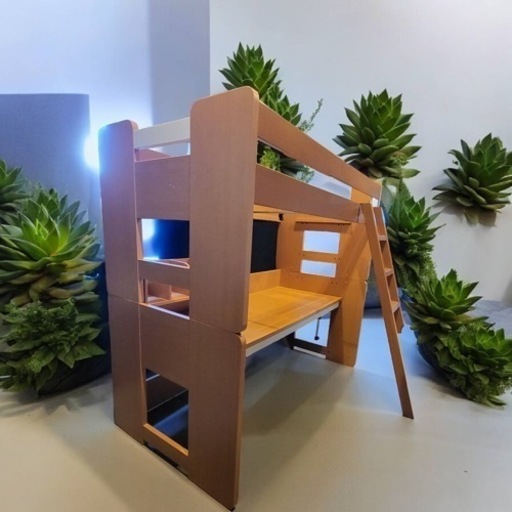 木製ロフトベット（机付き）美品
