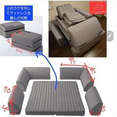 【Nyg】ベルメゾン ローソファー 極厚ラグ グレー ベルメゾン 極厚ラグのフルカバーリングダブルコーナークッション ロー