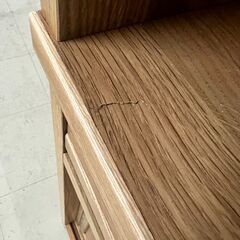 食器棚　幅120　高さ180　ナチュラル　オープンボード　引出　レンジ台　引出し　棚　コンセント付き　大量収納　引戸　茶色の画像