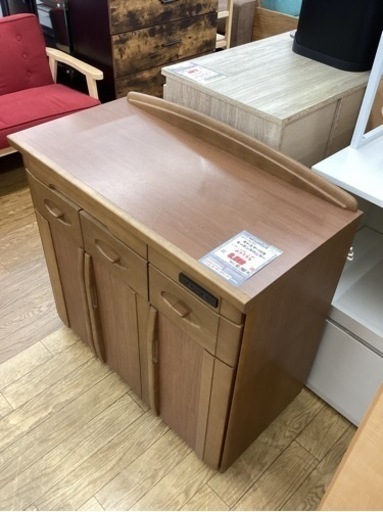 KE-53【新入荷　リサイクル品】マルニ木工　キャスター付き　キッチンカウンター　ブラウン