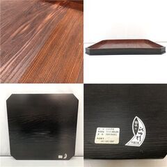 ss6406　大館工芸 角盆 5枚セット 元箱入り 秋田杉 漆器 お盆 木地呂塗 天然木 四角 スクエア トレー トレイ 伝統工芸 盆 運び盆 台 角盆 中古の画像