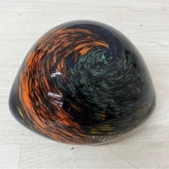 【中古品】ガラス 灰皿 カメイガラス 昭和レトロ 喫煙グッズ オブジェ インテリア 生活雑貨 金箔マーブル模様　の画像