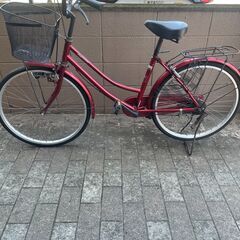 リサイクルショップどりーむ荒田店　No1257 自転車　シティサイクル　２４インチ　赤　ライト付き　鍵付き　小柄な人でも大丈夫♪　