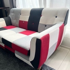 【お取引完了】家具 ソファ パッチワーク 2人掛けソファの画像