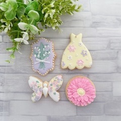 色々な技術を使って作ります♡フラワーアイシングクッキーレッスンの画像