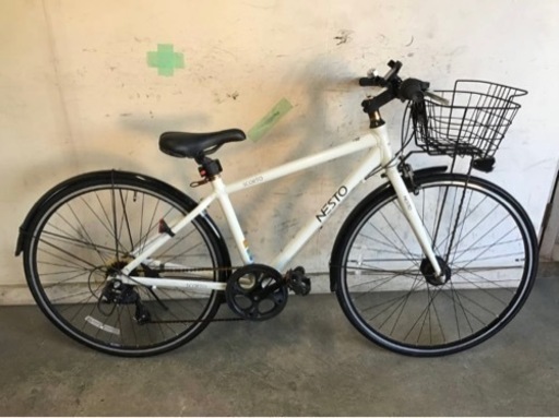 385□岐阜発　△NESTO/クロスバイク/SCORTO/6061/6段変速/ホワイト/走行確認/700c/420mm/防犯登録有り/現状品　R5.10/23□v