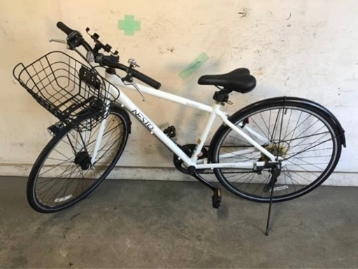 385□岐阜発　△NESTO/クロスバイク/SCORTO/6061/6段変速/ホワイト/走行確認/700c/420mm/防犯登録有り/現状品　R5.10/23□v