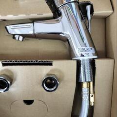 ☆新品☆　排水金具一体型　台付シングル混合水栓(エコシングル、吐水口回転、ワンプッシュ)の画像