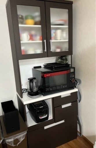 家具　食器棚　ニトリ　カップボード　茶色