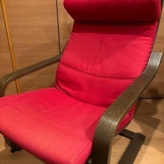 福岡直接引取！イケア　POANGポエング RED オットマン 薔薇クッション2個 福岡直接引取！イケア POANGポエング RED オットマン 薔薇