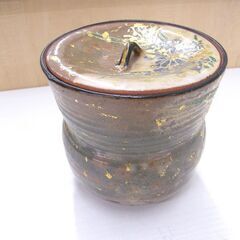 作者不明 茶器 水指 金彩 花柄 直径 約14cm 高さ 約14cm 中古 箱無し 札幌市厚別区 厚別店の画像