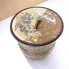 作者不明 茶器 水指 金彩 花柄 直径 約14cm 高さ 約14cm 中古 箱無し 札幌市厚別区 厚別店の画像
