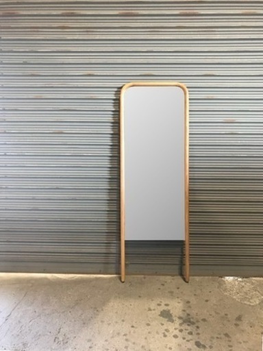 家具 ミラー/鏡　ワイドタイプ　55センチ幅　オーク無垢材　立て掛けタイプ　1台限定