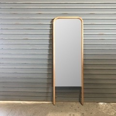 家具 ミラー/鏡　ワイドタイプ　55センチ幅　オーク無垢材　立て...