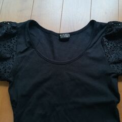 ◆レース袖のカットソー(黒)TOPS/ Tシャツ/ワンピのインナーとしても！◆の画像