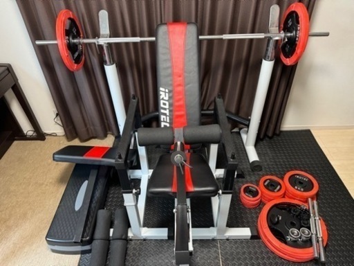 取引終了【引取り・配送】IROTEC ペンチプレス、セーフティバー、ダンベル、おまけ付き