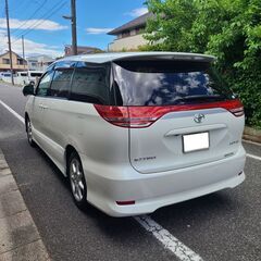 エスティマ2.4 アエラス　H19　車検8/4　56000ｋ　純正HDDナビ＆フリップダウンモニター　カラーバックカメラ　黒革調シートカバー 　左側パワースライド　純正エアロ＆１７ＡＷ　キセノン　7人乗り　禁煙車の画像