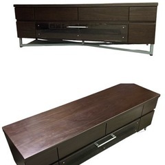 ローボード　テレビ台 幅約150cm ダークブラウン　引き出し7...