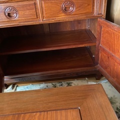 美品　唐木の無垢材（花梨・紫檀）ライディングデスク＆チェアの画像