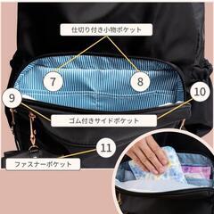 【新品】  マザーズリュック マザーズバッグ 20L ナイロンバッグ 背面ポケット 妊婦  出産  ワンタッチ脱着 大容量 軽量 撥水 防水 バックパック リュック レディース 男女兼用 ユニセックス リュックサックの画像