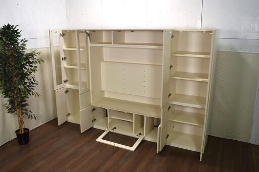 【ヤ取4/5終了】≪zyt1489ジ≫ すえ木工 大型TVボード 壁面収納 幅260cm 高さ180cm テレビボード/TV台/リビン
