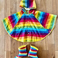レインポンチョ★レインブーツ同柄セット★レインボー