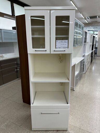 ★ジモティ割あり★  食器棚 白 H180×D39.5×W59 クリーニング済み TJ6144