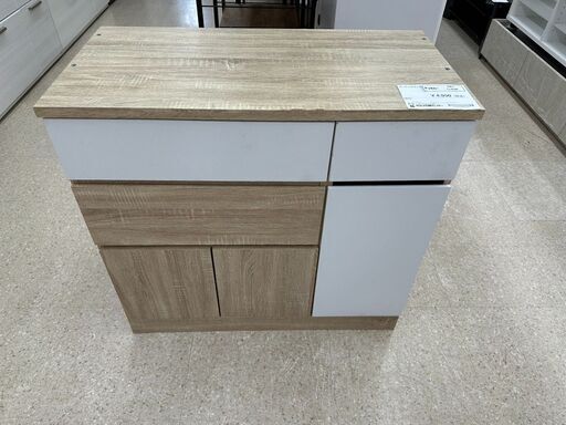 ★ジモティ割あり★  キッチンカウンター ベージュ/白 H84×D45×W90 クリーニング済み TJ6146