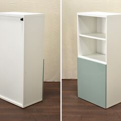 【9/14受渡終了】≪yt1357ジ限≫ IKEA/イケア BESTÅ/ベストー 扉付き収納棚 幅60cm 高さ129cm キャビネット カラーボックス 組立済 加工穴あり 現状品 60512-04の画像