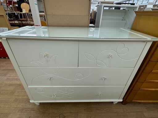 ★ジモティ割あり★  チェスト ホワイト H108×W136×D52 クリーニング済み KJ5205