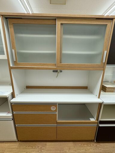 ★ジモティ割あり★  食器棚 茶色 H196×W135×D45 クリーニング済み KJ5213