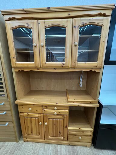 ★ジモティ割あり★  食器棚 茶色 H193×W120×D44 クリーニング済み KJ5215