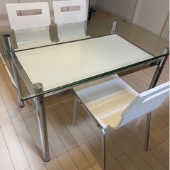ダイニングテーブル 収納付き イスx3