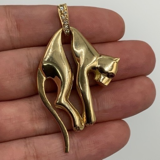 K18 18金　パンサー　ペンダント　パンサートップ　ダイヤ　トップ　20.3g リバーシブル