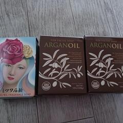 アルガンオイルフェイシャルソープ2つ、みつわ石鹸