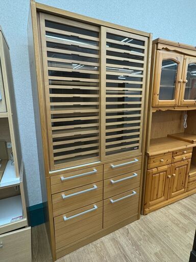 ★ジモティ割あり★ 河口家具 食器棚 ナチュラル H195×W100×D45 クリーニング済み KJ5217