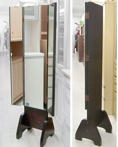 鎌倉彫 ミラー 姿見 三面鏡 161cm 木製 和家具 ハイミラー 鏡台 高級日本家具 札幌市北区屯田