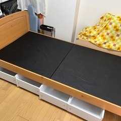 シングルベッドサイズ ベッドフレーム 引き出し収納付き