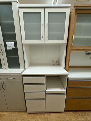 ★ジモティ割あり★  食器棚 ホワイト H200×W80×D51 クリーニング済み KJ5229