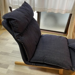 無印良品　ハイバックリクライニングソファ　デニム　オットマン付の画像