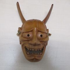 [807]般若の面　鬼　木彫り　魔除け　縁起物　工芸品　地蔵尊奉納品？